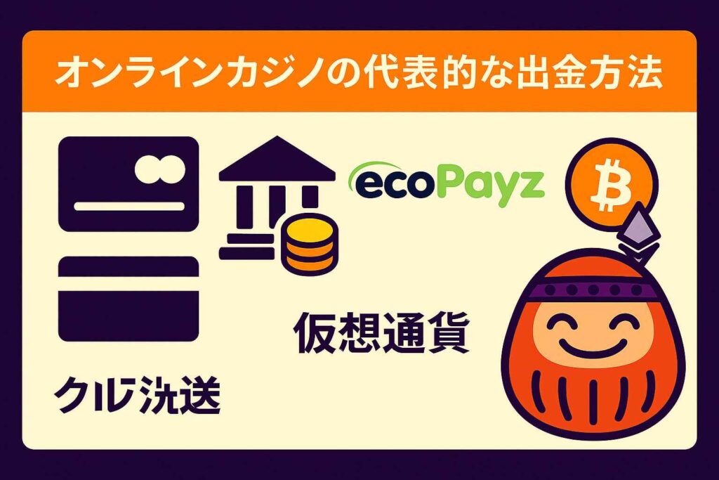 オンラインカジノの代表的な出金方法一覧|クレカ・銀行送金・ecoPayz・仮想通貨など