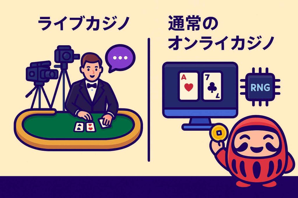 ライブカジノとRNGゲームの違い比較|リアル体験 vs 自動生成