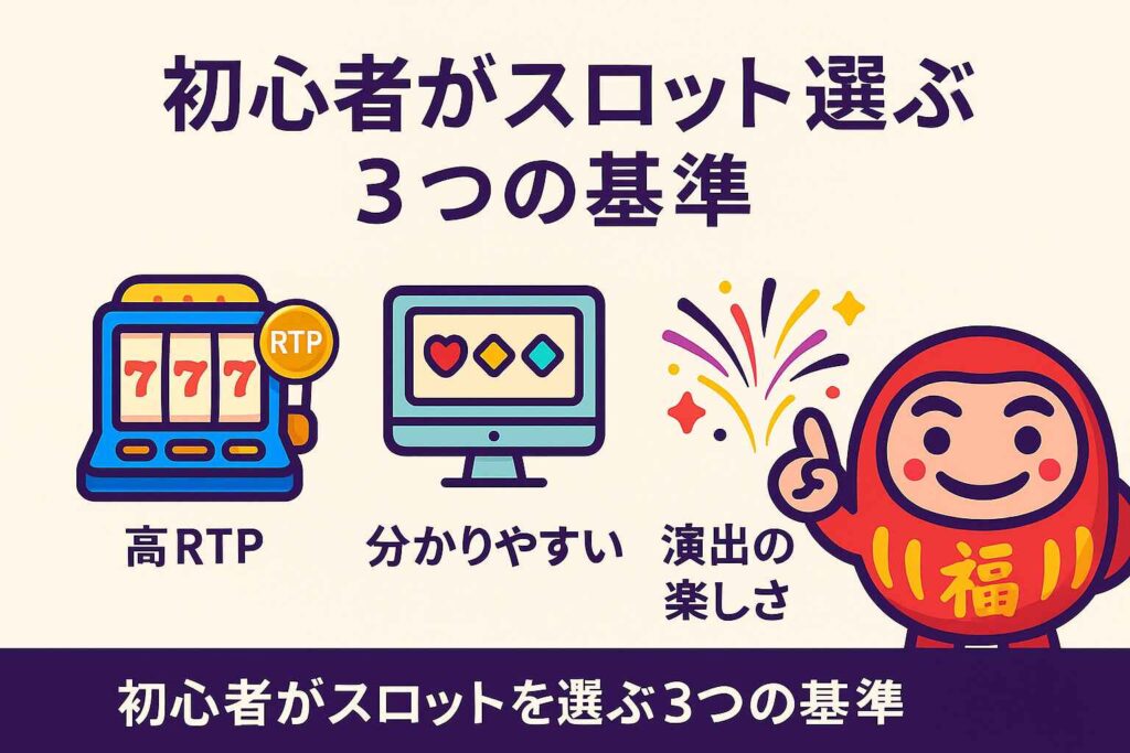 初心者がスロットを選ぶ3つの基準｜高RTP・分かりやすさ・演出の楽しさ