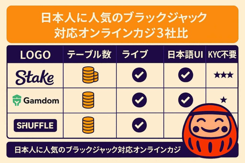 日本人に人気のブラックジャック対応オンラインカジノ3社比較