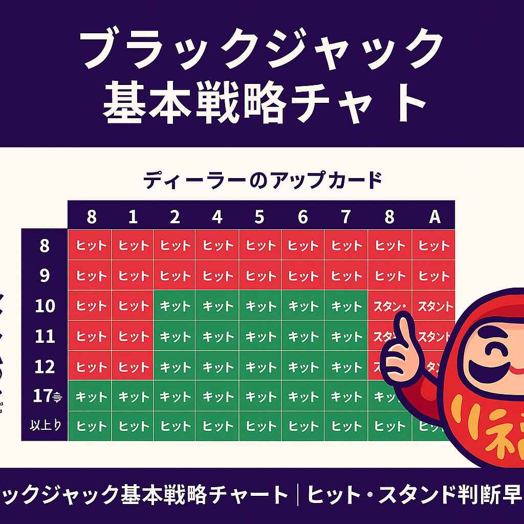 ブラックジャック基本戦略チャート|ヒット・スタンド判断早見表