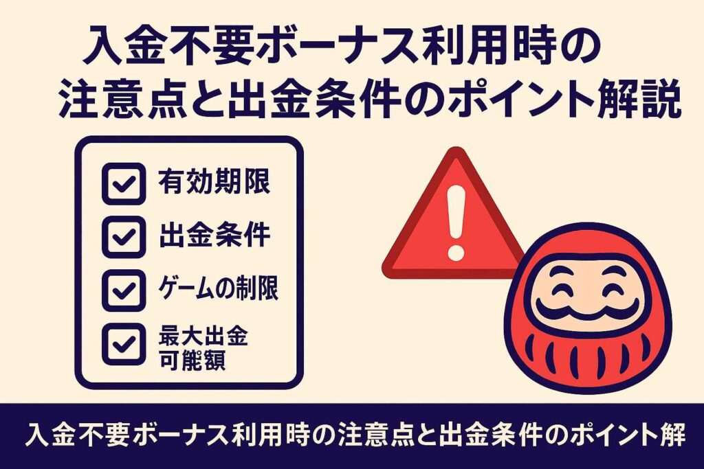 入金不要ボーナス利用時の注意点と出金条件のポイント解説