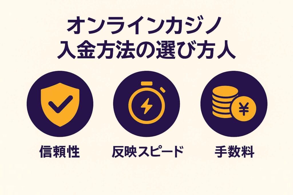 オンラインカジノ入金方法の選び方:信頼性・反映スピード・手数料