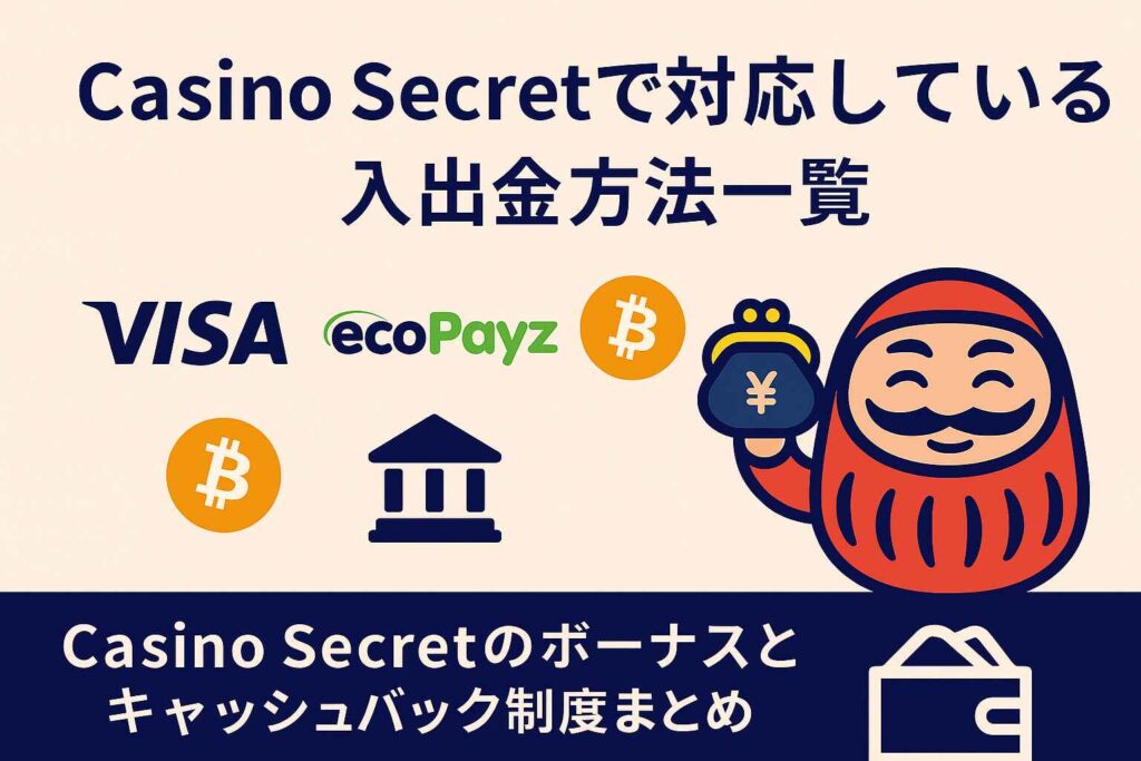 Casino Secretで対応している入出金方法一覧|仮想通貨・銀行・ecoPayzなど