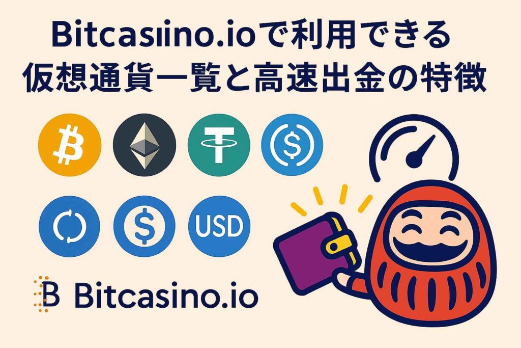 Bitcasino.ioで利用できる仮想通貨一覧と高速出金の特徴