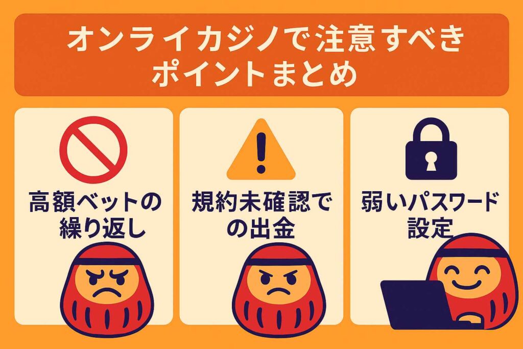 オンラインカジノで注意すべきポイントまとめ