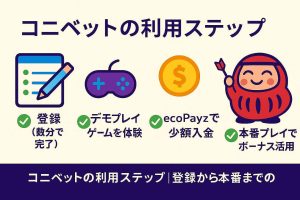 コニベットの利用ステップ｜登録から本番プレイまでの流れ