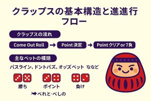 クラップスの基本ルールを図で解説｜出目の流れとベットの種類を理解しよう