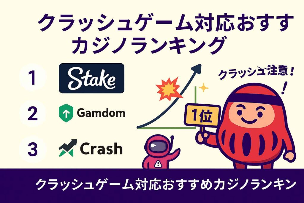 クラッシュゲーム対応おすすめカジノランキング(Stake / Gamdom / Shuffle)