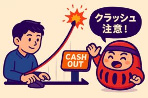 クラッシュゲームの仕組みを説明するインフォグラフィック