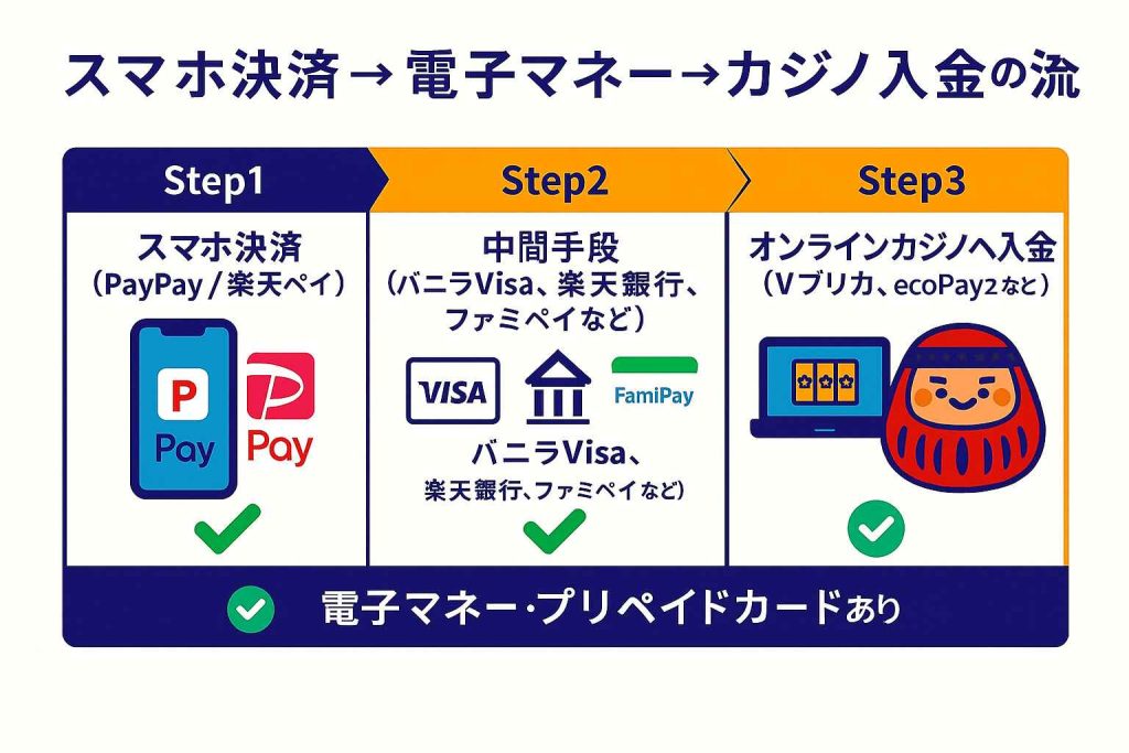 スマホ決済を経由してオンラインカジノに入金する具体的な流れ